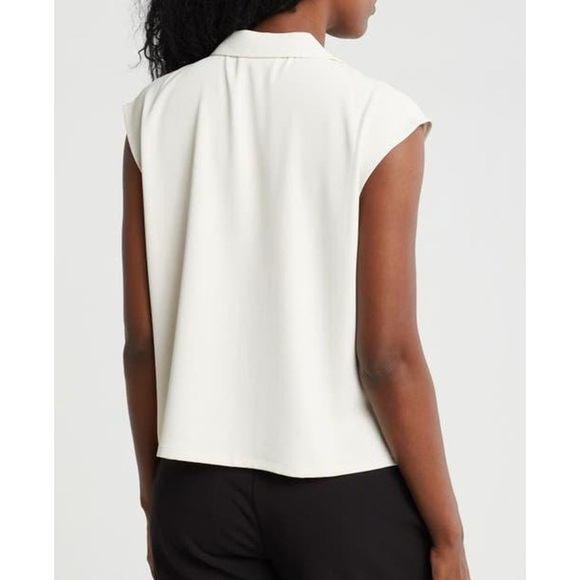 Anthropologie MELLODAY Cream Sleeveless Mandarin Collar Blouse - Picture 7 of 7